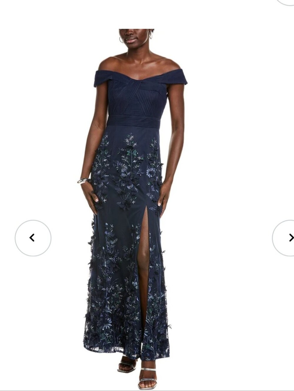 NWT Aidan Mattox Navy 3D Floral Embroidered Formal Gown Dress Sz 12 $595 Luxury - Picture 1 of 13